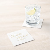 Elegant Handtekening Script Gouden Bruiloft Kartonnen Onderzetters (Insitu)