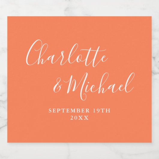 Elegant Handtekening Script Koraal Bruiloft Bier Etiket (Enkel label)