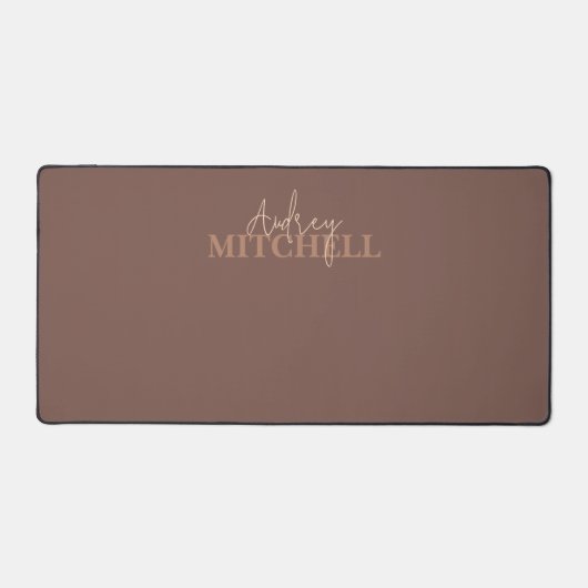 Elegant Handtekening Script Monogram Bruin Bureaumat (Voorkant)