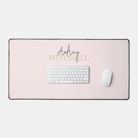 Elegant Handtekening Script Monogram Roze Bureaumat (Keyboard & Muis)