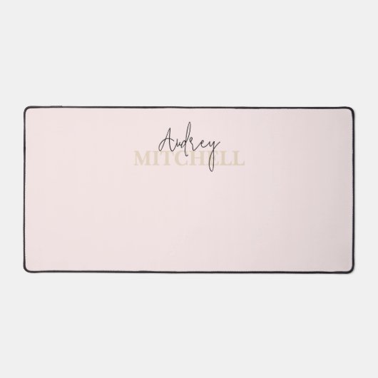 Elegant Handtekening Script Monogram Roze Bureaumat (Voorkant)