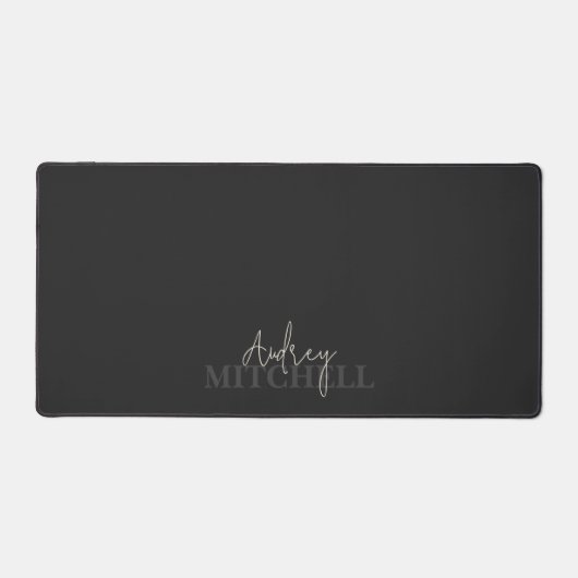 Elegant Handtekening Script Monogram Roze Bureaumat (Voorkant)