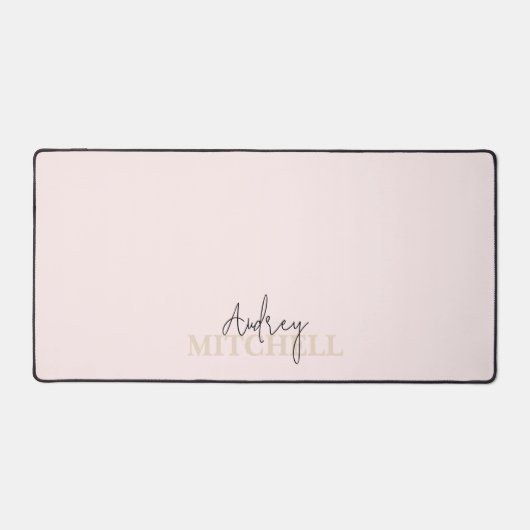 Elegant Handtekening Script Monogram Roze Bureaumat (Voorkant)