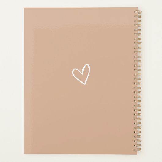 Elegant Handtekening Script Tan Taupe Bruiloft Planner (Achterkant)