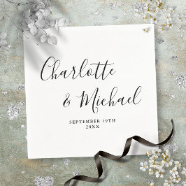 Elegant handtekening script zwart en wit servet