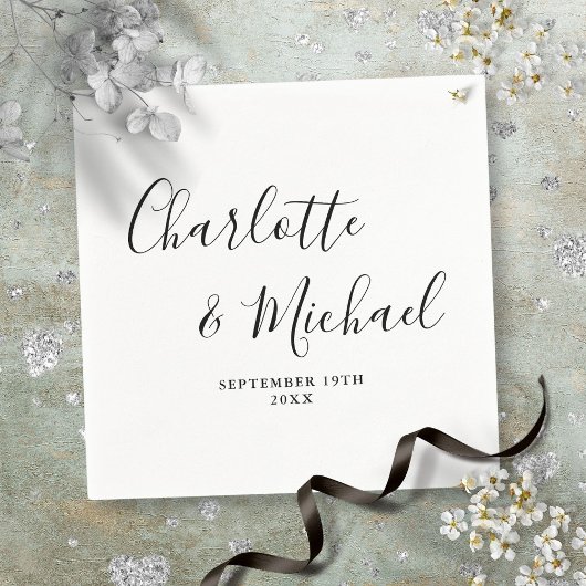Elegant handtekening script zwart en wit servet