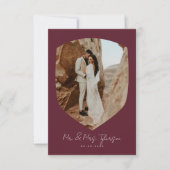 Elegant Handwritant Burgundy Photo Wedding Bedankkaart (Voorkant)