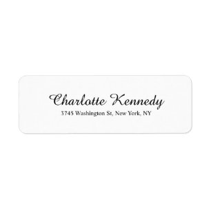 Elegant Handwrite Script Plain Zwart Wit Legible Etiket
