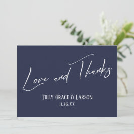 Elegant Handwriting Love and Bedankt Navy Blue