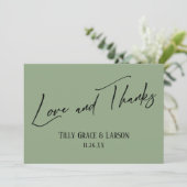 Elegant Handwriting Love and Bedankt Sage Green (Staand voorkant)