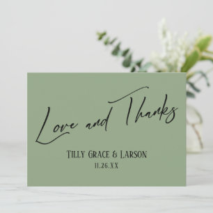 Elegant Handwriting Love and Bedankt Sage Green