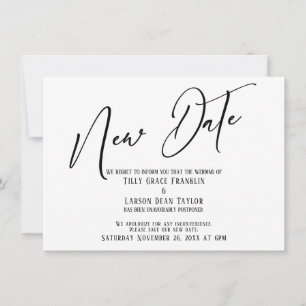 Elegant Handwriting New Date Simple Announge Kaart