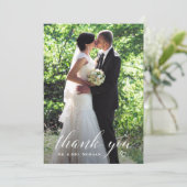 Elegant Handwriting Weduwfoto Hartelijk dank Bedankkaart (Staand voorkant)