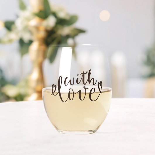 Elegant Handwritten With Love Script Wijnglas Zonder Voet (Insitu (Huwelijk))