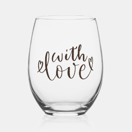 Elegant Handwritten With Love Script Wijnglas Zonder Voet