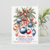 Elegant Hangende Mistletoe Ornament Kerstfeest Kaart (Staand voorkant)