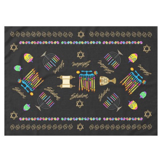 Elegant Hanukkah Chanukah Tablecover Tablecloth Tafelkleed (Voorkant (Horizontaal))