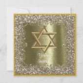ELEGANT HANUKKAH CRYSTAL Gold Sparkle Invitation Kaart (Voorkant)