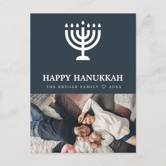 Elegant Hanukkah foto-Briefkaart Feestdagenkaart (Voorkant)