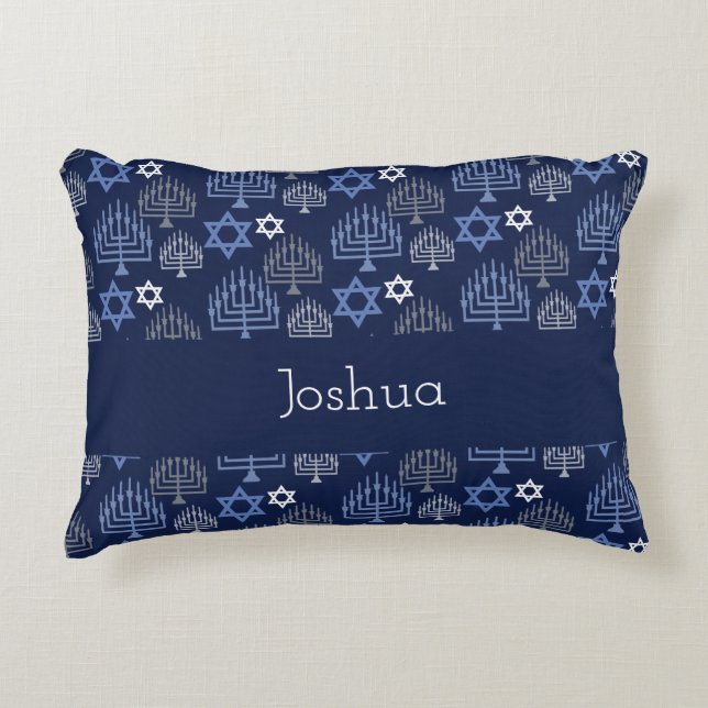 Elegant Hanukkah Holiday Pattern Accent Kussen (Voorkant)