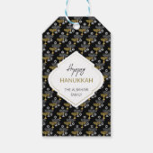 Elegant Hanukkah Holiday Pattern Gold Cadeaulabel (Voorkant)