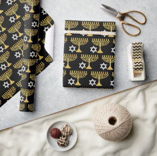 Elegant Hanukkah Holiday Pattern Gold Cadeaupapier