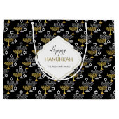 Elegant Hanukkah Holiday Pattern Gold Groot Cadeauzakje (Voorkant)
