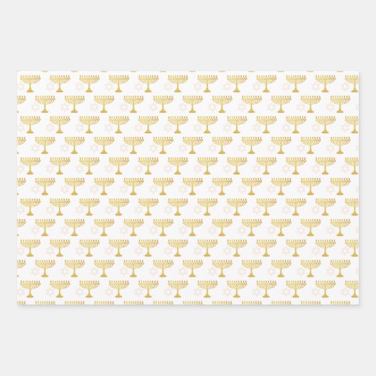 Elegant Hanukkah Holiday Pattern Gold Inpakpapier Vel (Voorkant 3)