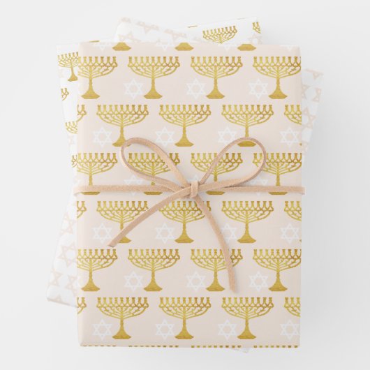 Elegant Hanukkah Holiday Pattern Gold Inpakpapier Vel (In situ)