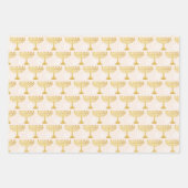 Elegant Hanukkah Holiday Pattern Gold Inpakpapier Vel (Voorkant)