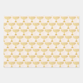 Elegant Hanukkah Holiday Pattern Gold Inpakpapier Vel
