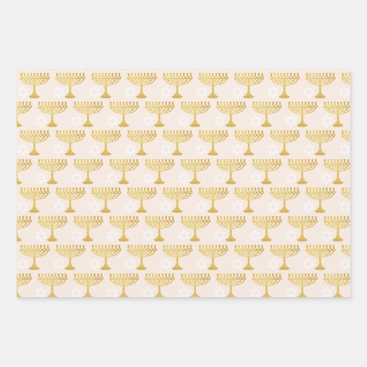 Elegant Hanukkah Holiday Pattern Gold Inpakpapier Vel (Voorkant)