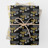 Elegant Hanukkah Holiday Pattern Gold Inpakpapier Vel (In situ)