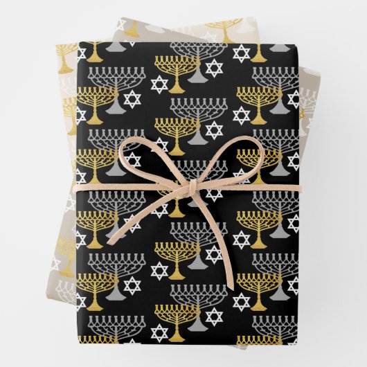 Elegant Hanukkah Holiday Pattern Gold Inpakpapier Vel (In situ)