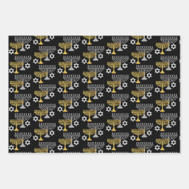 Elegant Hanukkah Holiday Pattern Gold Inpakpapier Vel
