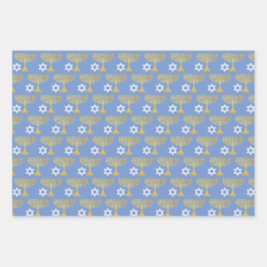 Elegant Hanukkah Holiday Pattern Gold Inpakpapier Vel (Voorkant 3)