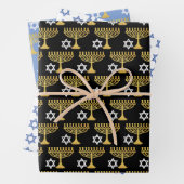 Elegant Hanukkah Holiday Pattern Gold Inpakpapier Vel (In situ)