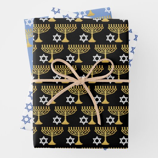 Elegant Hanukkah Holiday Pattern Gold Inpakpapier Vel (In situ)
