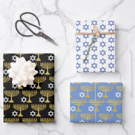 Elegant Hanukkah Holiday Pattern Gold Inpakpapier Vel