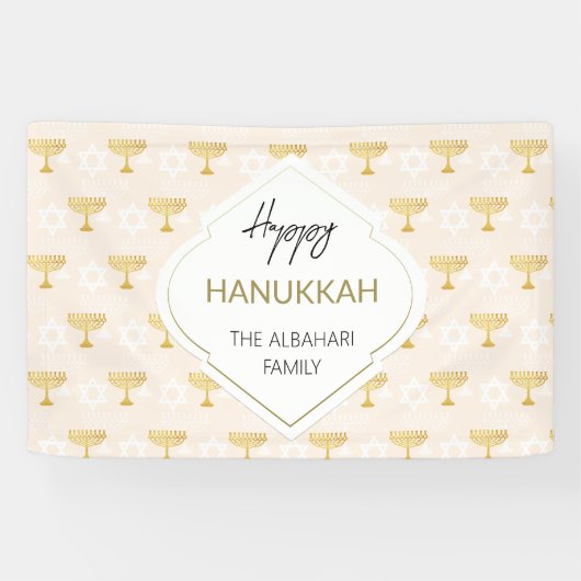 Elegant Hanukkah Holiday Pattern Gold Spandoek (Horizontaal)