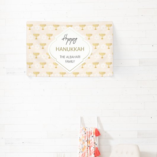 Elegant Hanukkah Holiday Pattern Gold Spandoek (Insitu)