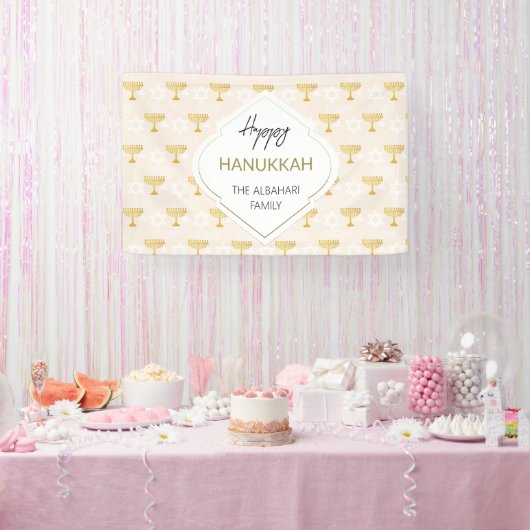 Elegant Hanukkah Holiday Pattern Gold Spandoek (Feest)