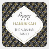 Elegant Hanukkah Holiday Pattern Gold Vierkante Sticker (Voorkant)