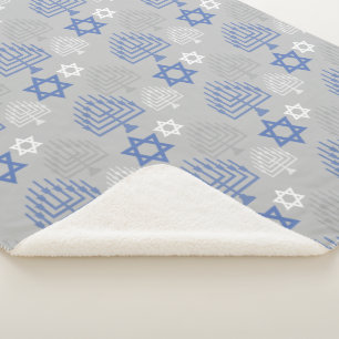Elegant Hanukkah Holiday Pattern Sherpa Deken
