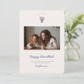 Elegant Hanukkah Menorah | Familiefoto's Feestdagenkaart (Staand voorkant)