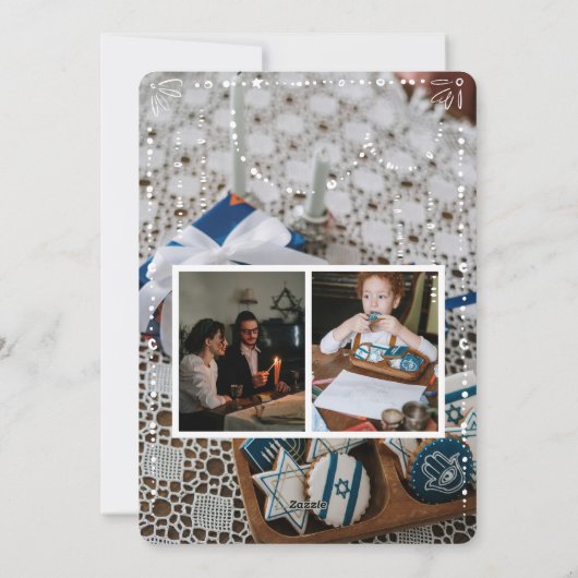 Elegant Hanukkah Menorah | Familiefoto's Feestdagenkaart (Achterkant)