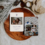 Elegant Hanukkah Menorah | Familiefoto's Feestdagenkaart<br><div class="desc">Vier het Festival of Lights met deze elegante dubbelzijdige Chanoeka-fotokaart met een modern menorah-ontwerp en aanpasbare familiefoto-indeling. De voorkant benadrukt uw warme vakantie begroeting met ruimte voor een favoriet afbeelding, terwijl de achterkant biedt ruimte voor drie extra foto's, omringd door feestelijke Chanoeka-details. Personaliseer met uw familienaam en bericht aan creëer...</div>
