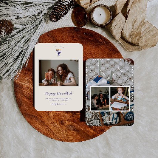 Elegant Hanukkah Menorah | Familiefoto's Feestdagenkaart
