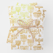 Elegant Hanukkah Menorah Pattern Folie Inpakpapier Vel (In situ)