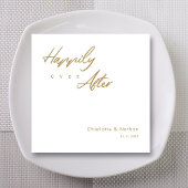 Elegant 'Happily Ever After' Gold Script Wedding Servet